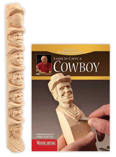 Wood Carving Study Stick - Cowboy