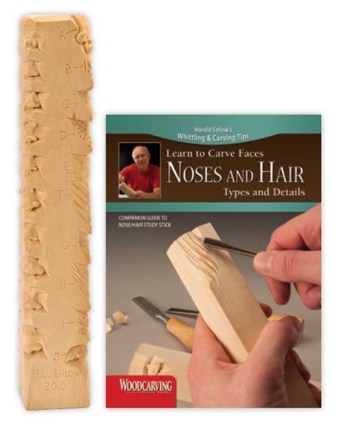 Wood Carving Study Stick - Nose and Hair